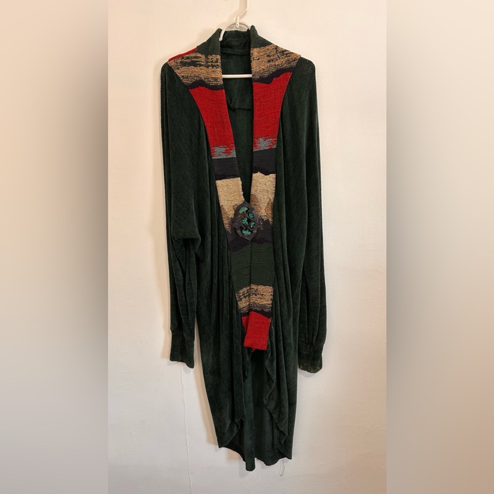 Vintage green knitted robe size M